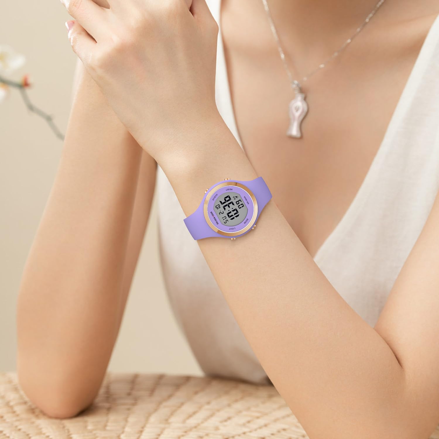 GOLDEN HOUR Waterproof Sport Women's Digital Chronograph Silicone Strap Watch