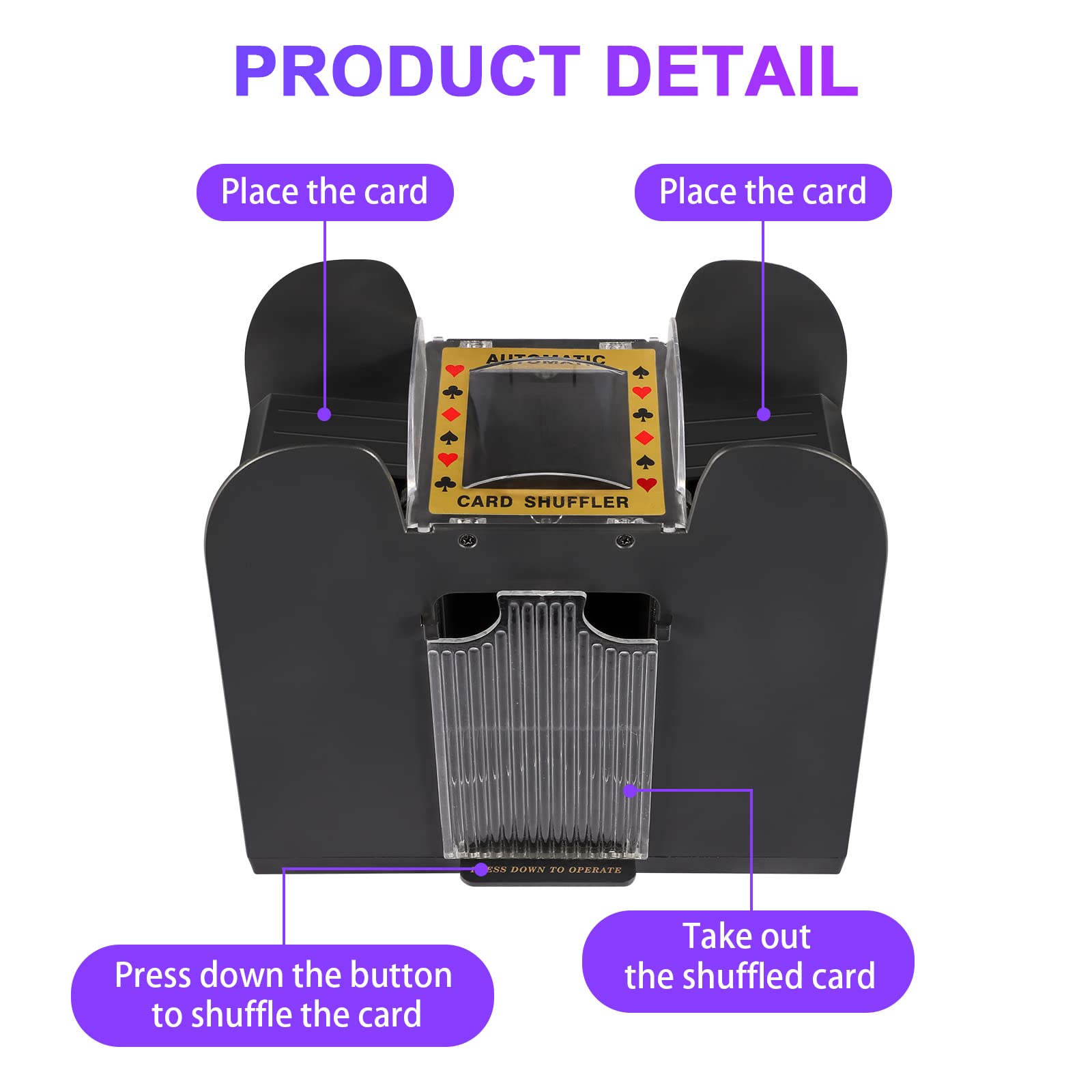 FEIERYA Automatic Card Shuffler 2 Deck,Battery-Operated Electric UNO Poker Shuffler,Playing Card Shuffler for Home Card Game,Travel