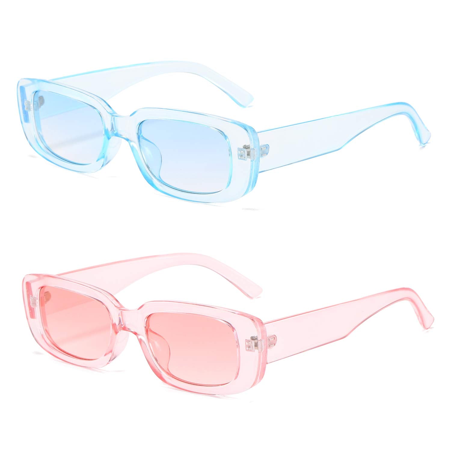 BUTABY Rectangle Sunglasses for Women Retro Driving Glasses 90’s Vintage Fashion Narrow Square Frame UV400 Protection