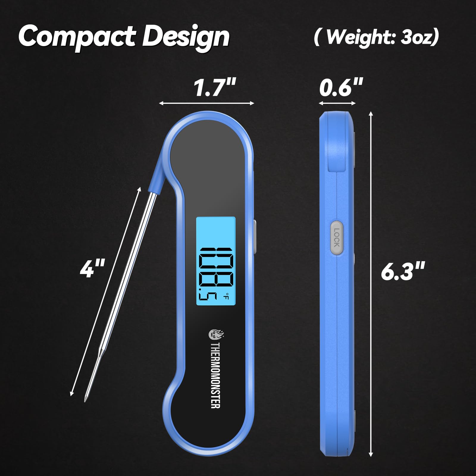 0.5 Sec Instant Read Meat Thermometer Digital with ±0.5℉ Precision, Food Thermometer for Cooking Kitchen Gadgets, Oven Grill Candy BBQ Essentials Accessories, Gifts for Him Dad Men Birthday, Red