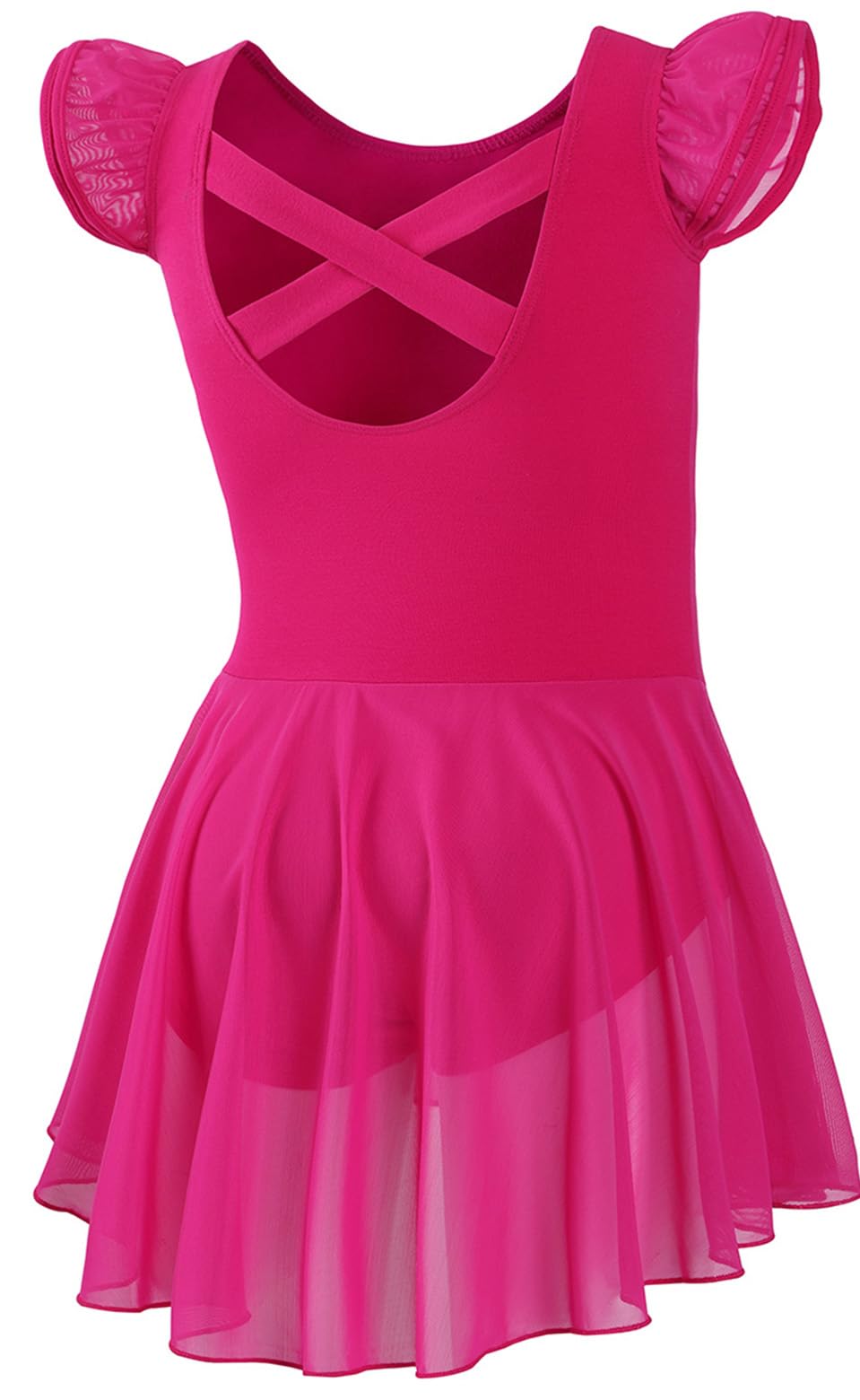 DIPUG Ballet Leotards for Girls Ballet Leotard with Skirt Toddler Dance Leotards Flutter Sleeve and Criss-Cross Back