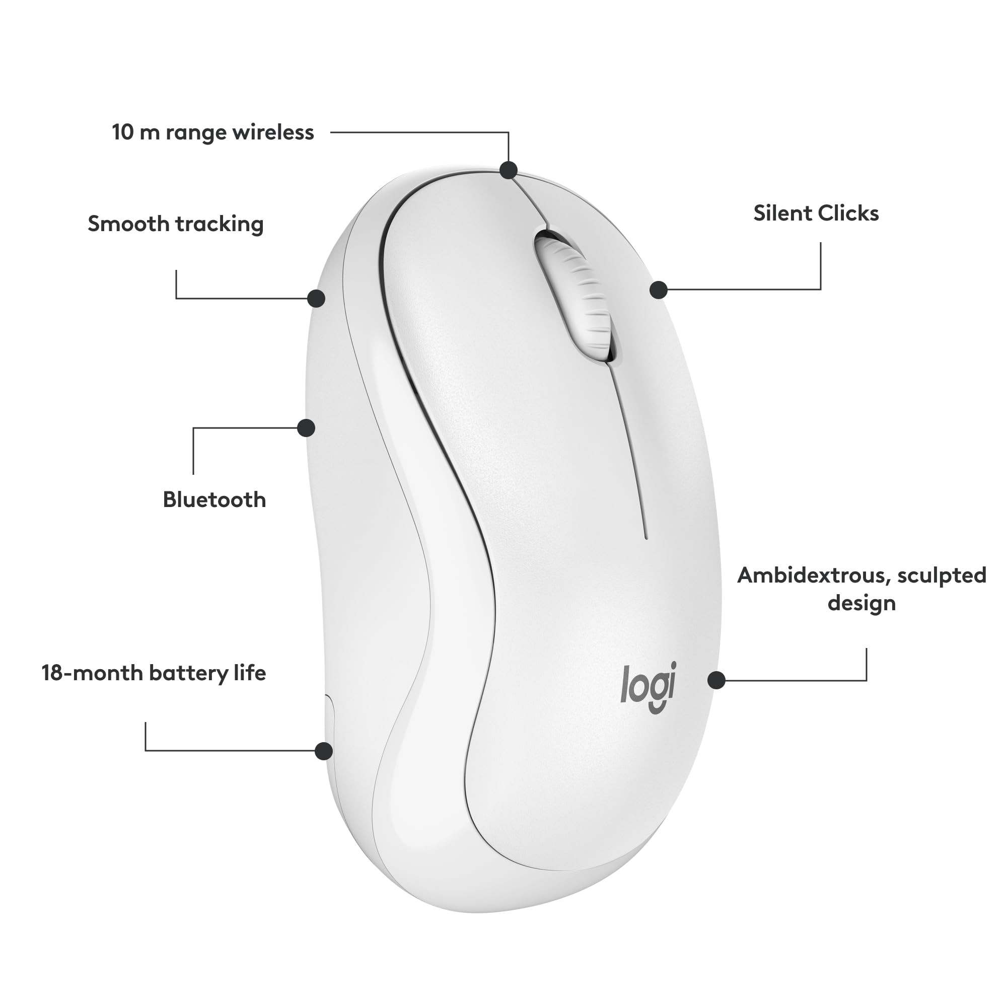 Logitech M185 Wireless Mouse, 2.4GHz with USB Mini Receiver, 12-Month Battery Life, 1000 DPI Optical Tracking, Ambidextrous PC/Mac/Laptop - Swift Grey