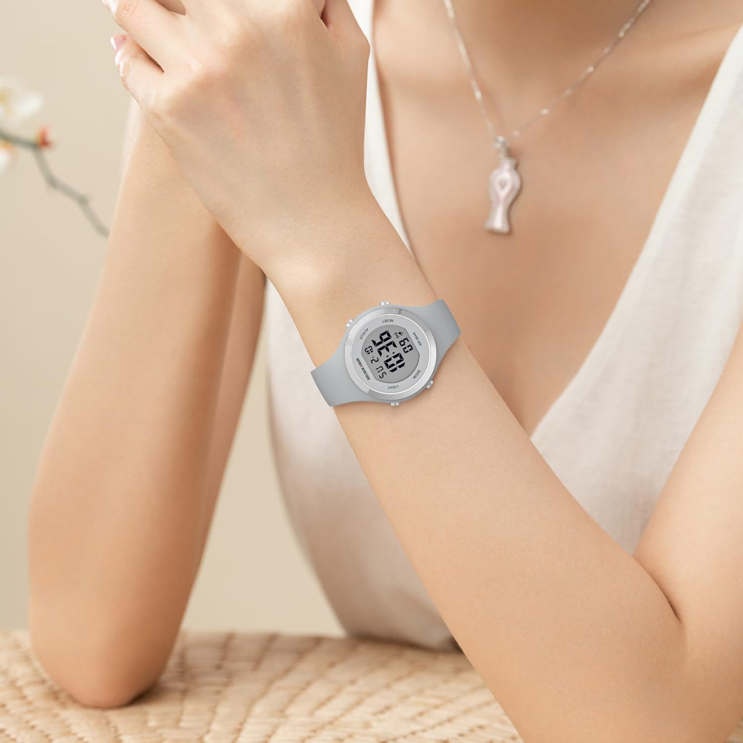 GOLDEN HOUR Waterproof Sport Women's Digital Chronograph Silicone Strap Watch
