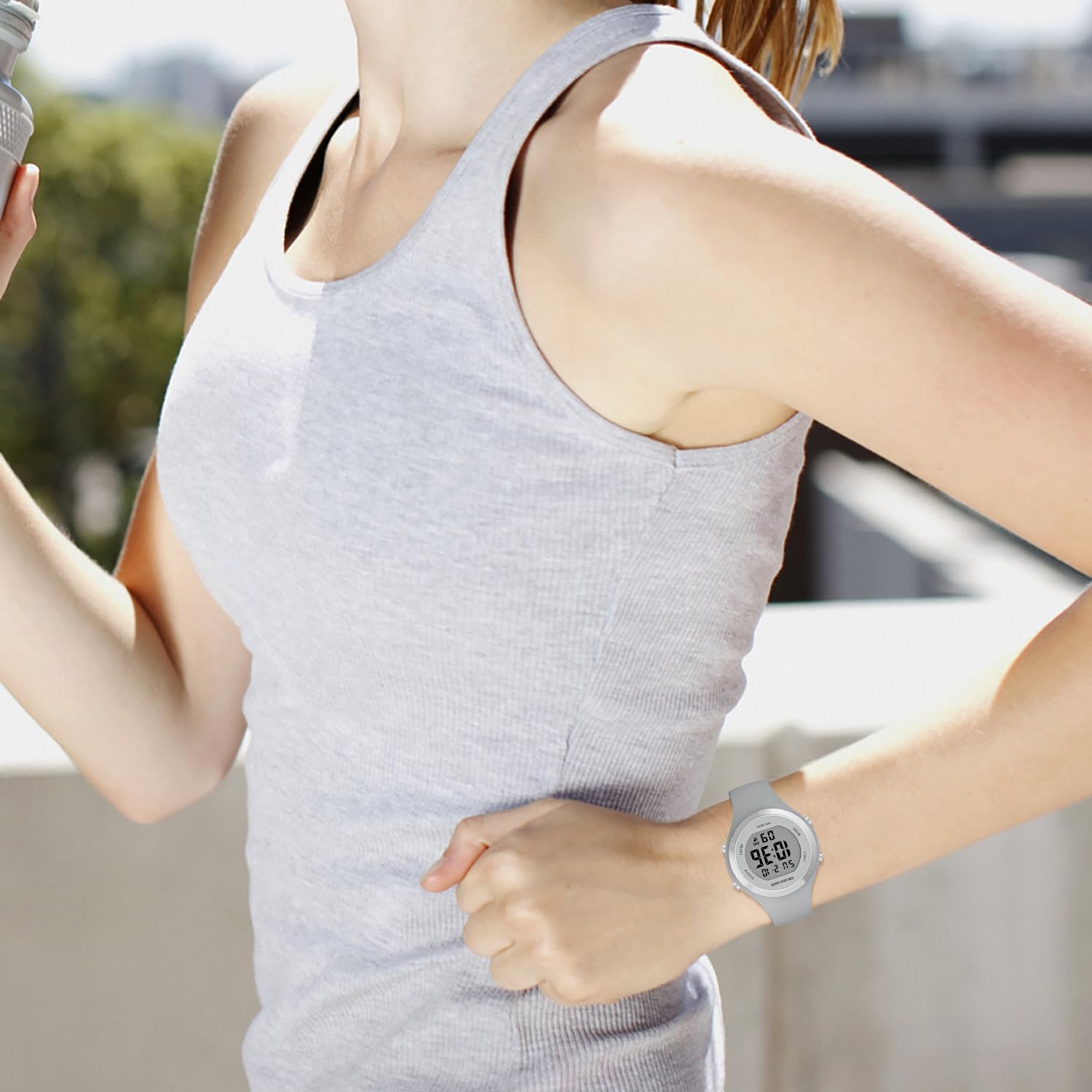 GOLDEN HOUR Waterproof Sport Women's Digital Chronograph Silicone Strap Watch