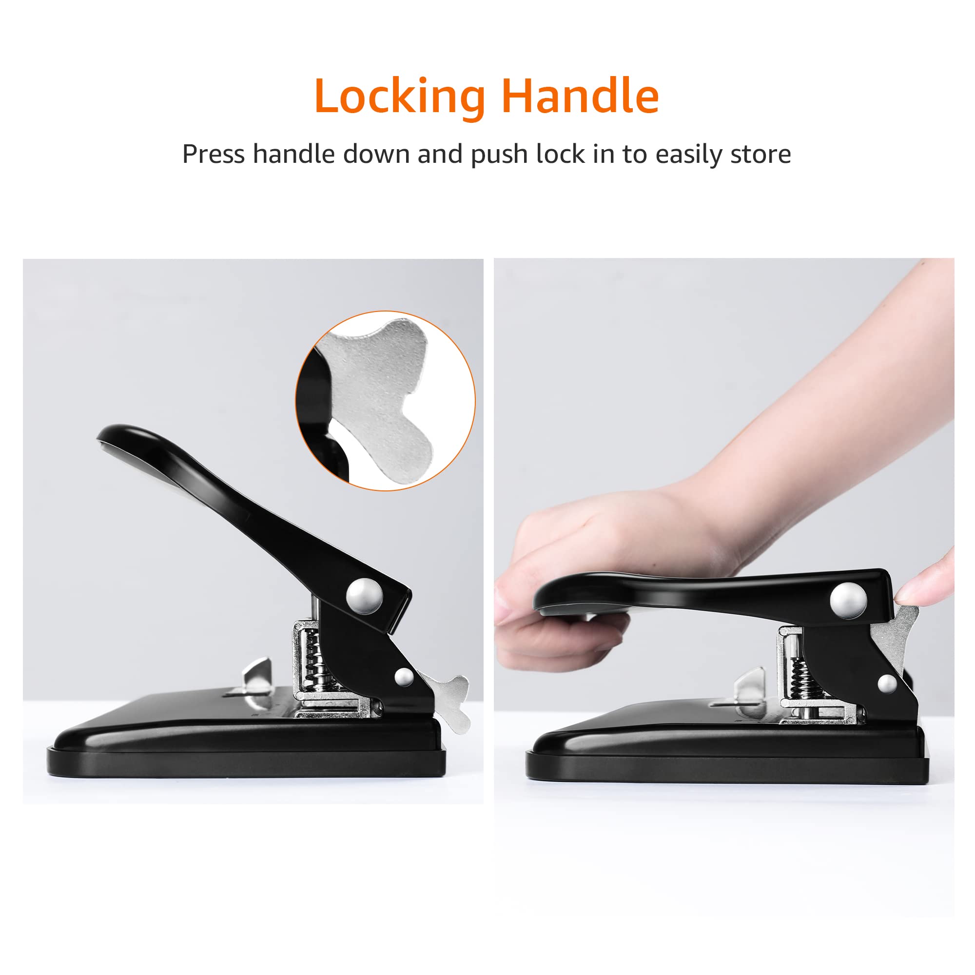 Amazon Basics 3 Hole Punch, 10 Sheet Capacity, Black, Easy-Clean Tray
