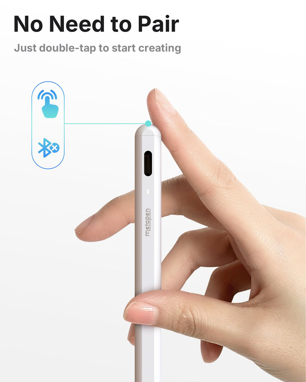 Metapen A8 iPad Pencil for Apple iPad 2018-2026, 4Min Fast Charge, Palm Rejection Stylus Pen for iPad 11/10/9/8/7/6th Gen, iPad Accessories for Pro 12.9/11/13-inch M4, Air 3/4/5/M2/M3, Mini 5/6th