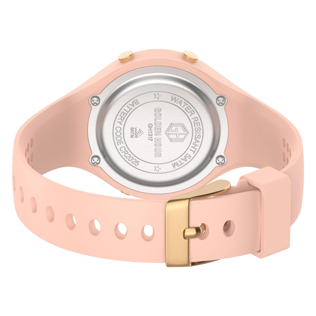 GOLDEN HOUR Waterproof Sport Women's Digital Chronograph Silicone Strap Watch