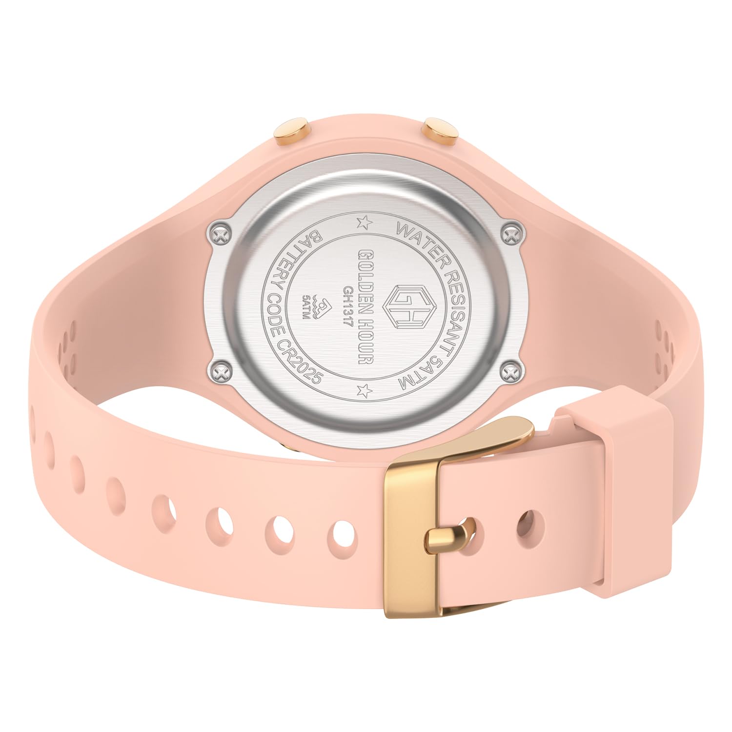 GOLDEN HOUR Waterproof Sport Women's Digital Chronograph Silicone Strap Watch