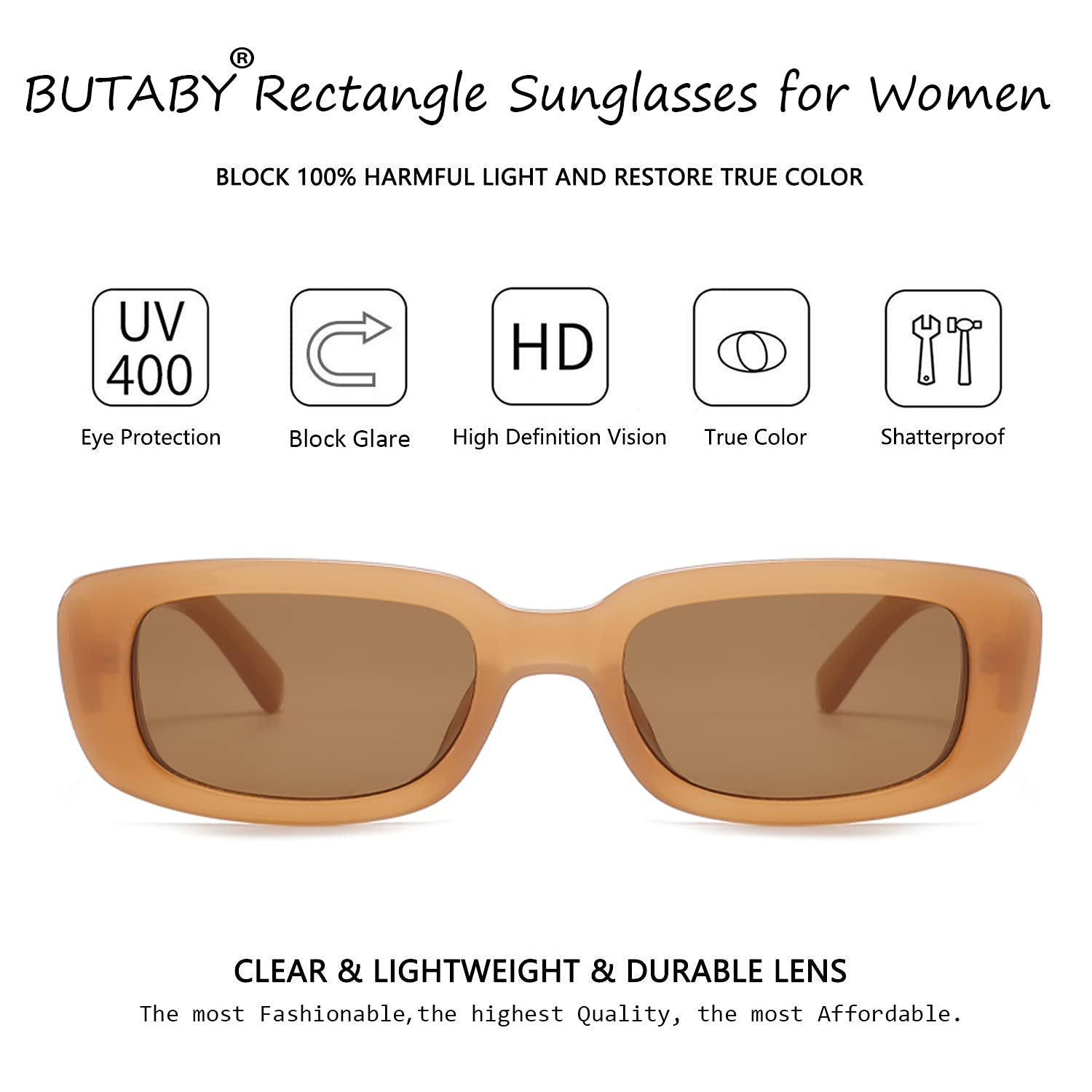 BUTABY Rectangle Sunglasses for Women Retro Driving Glasses 90’s Vintage Fashion Narrow Square Frame UV400 Protection