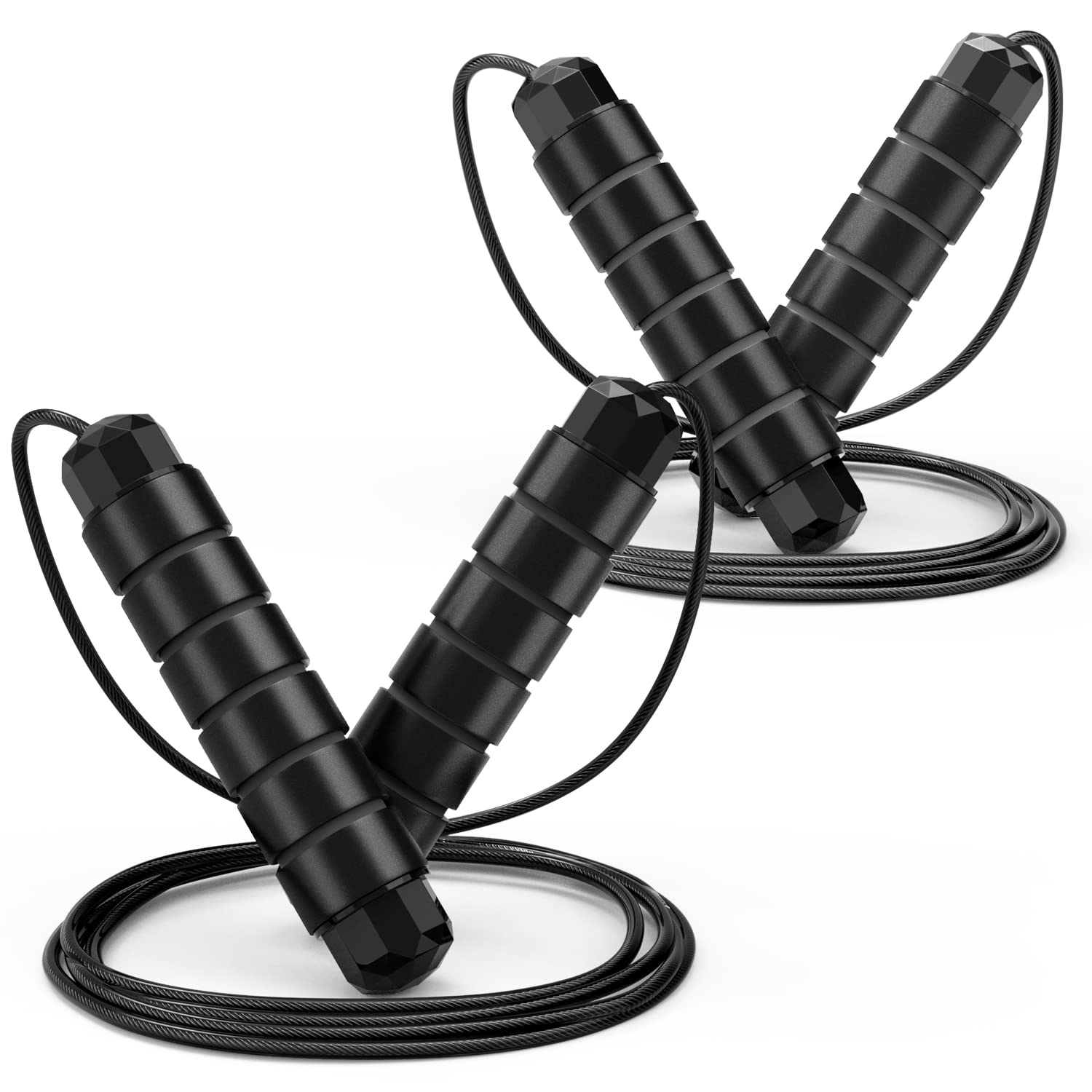Jump Rope, Tangle-Free Rapid Speed Jumping Rope Cable with Ball Bearings for Women, Men, and Kids, Adjustable Steel Jump Rope with Foam Handles for Home Gym Exercise Fitness Workout Equipment & Slim Body