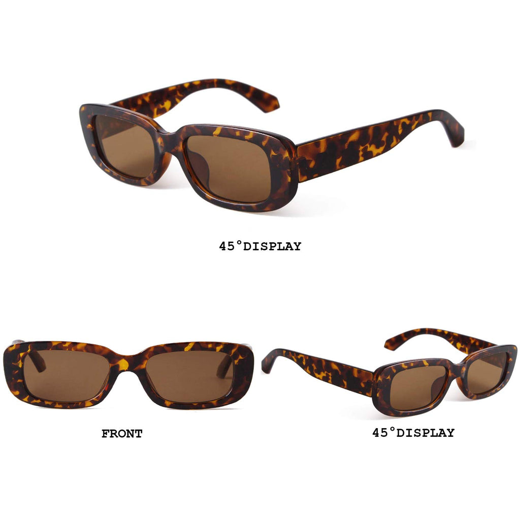 BUTABY Rectangle Sunglasses for Women Retro Driving Glasses 90’s Vintage Fashion Narrow Square Frame UV400 Protection