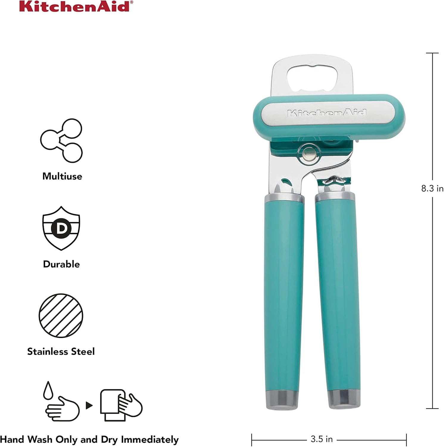 KitchenAid Classic Multifunction Can Opener and Bottle Opener Easy to Use, Razor Sharp Stainless Steel Cutting Wheel, Soft Ergonomic Handles, Black