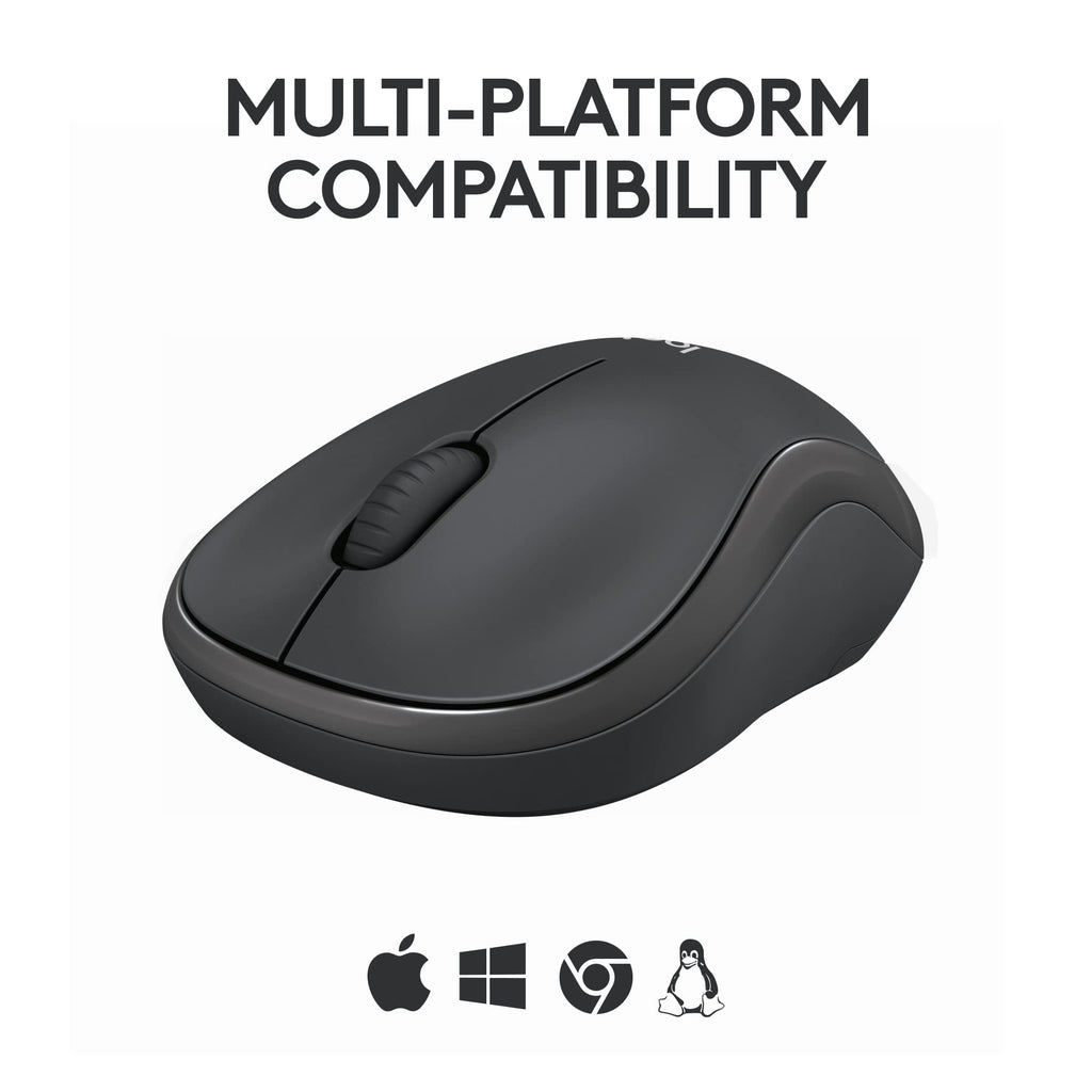 Logitech M185 Wireless Mouse, 2.4GHz with USB Mini Receiver, 12-Month Battery Life, 1000 DPI Optical Tracking, Ambidextrous PC/Mac/Laptop - Swift Grey