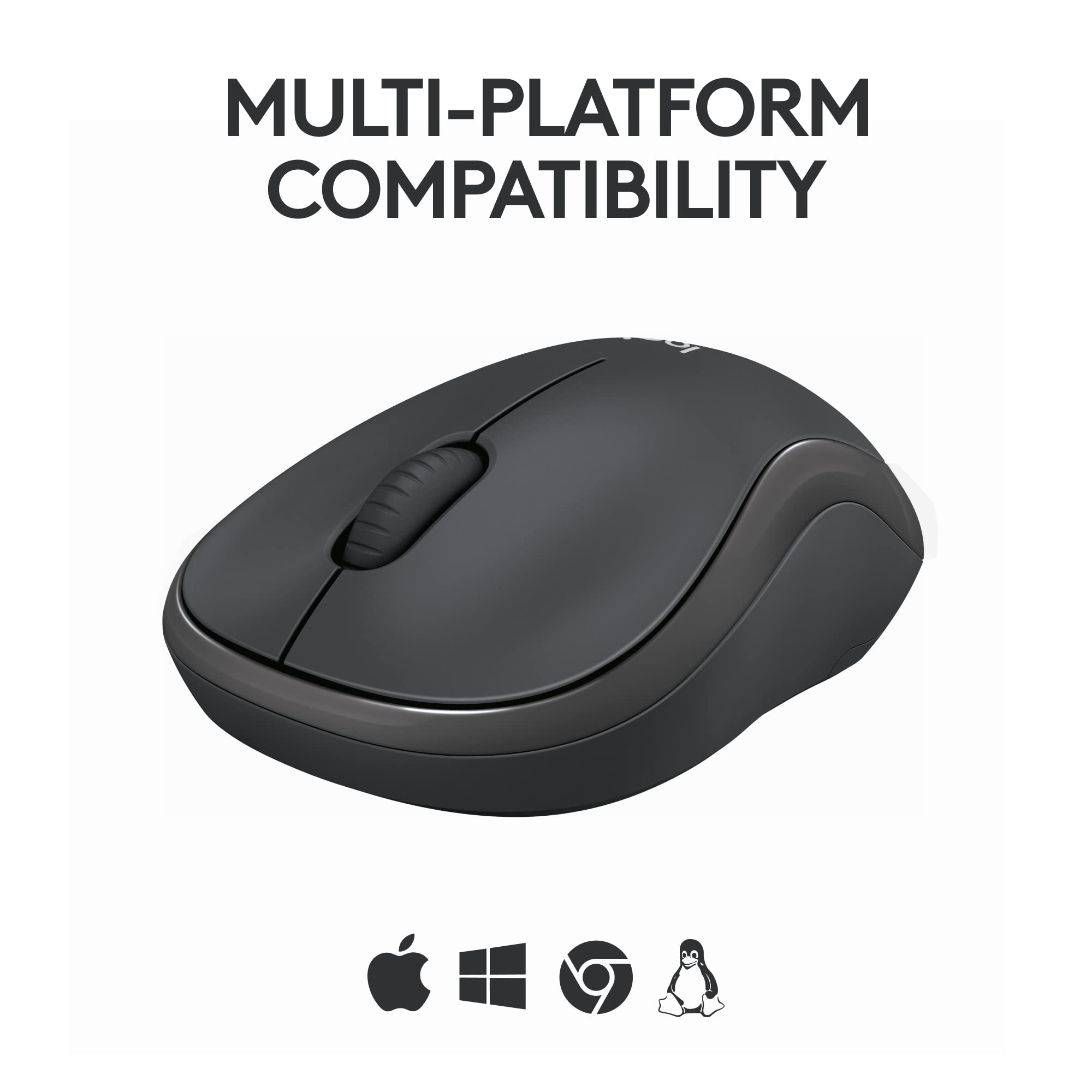 Logitech M185 Wireless Mouse, 2.4GHz with USB Mini Receiver, 12-Month Battery Life, 1000 DPI Optical Tracking, Ambidextrous PC/Mac/Laptop - Swift Grey