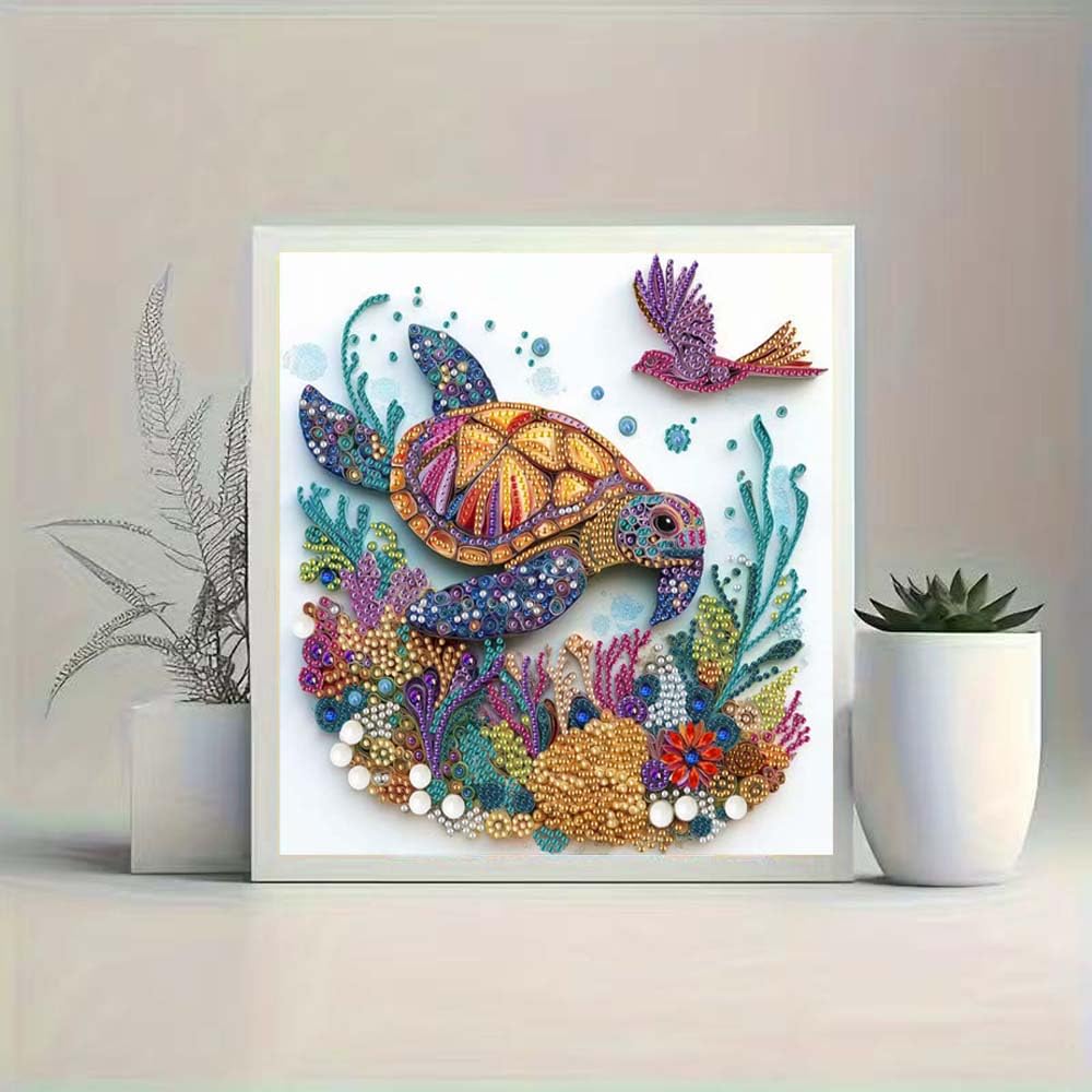ZQEATRY Sea Turtle Animal Special Shape Diamond Art Kits for Adults,5D Diamond Painting Kits for Beginner,DIY Diamond Crystal Rhinestones Painting Kits for Home Wall Decor Gift 11.8 X 11.8inch