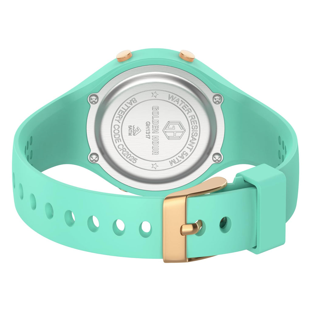 GOLDEN HOUR Waterproof Sport Women's Digital Chronograph Silicone Strap Watch