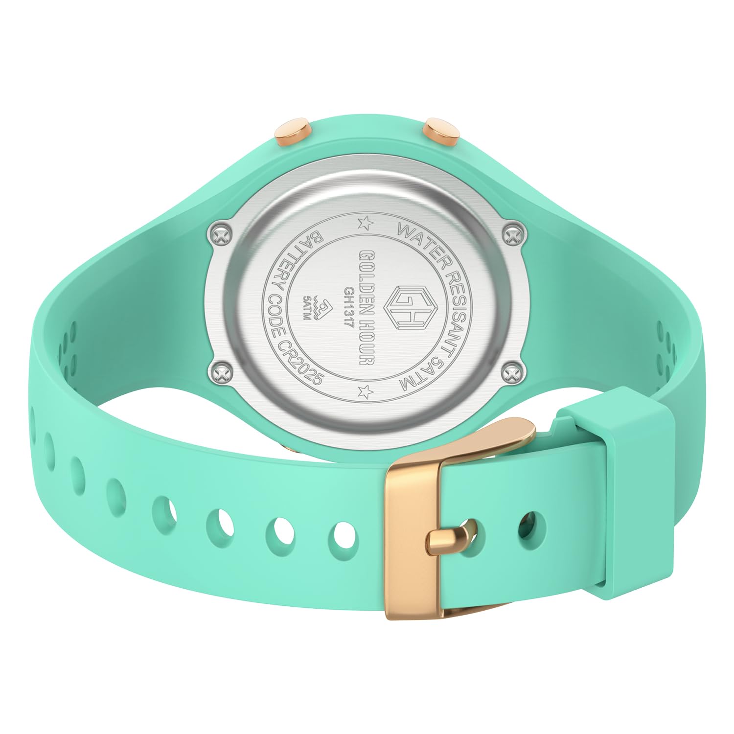 GOLDEN HOUR Waterproof Sport Women's Digital Chronograph Silicone Strap Watch