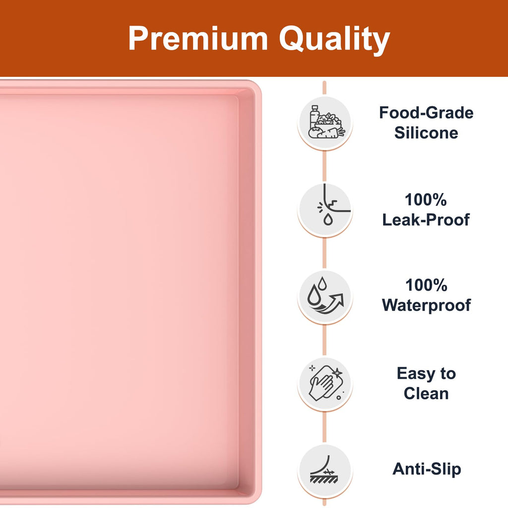 ukeetap Extra Thick Silicone Mat Waterproof with Raised Edge 34" x 22", Under Sink Mat for Kitchen & Bathroom, Kitchen Cabinet Liner, Multi-Purpose for Storage & Protection, Gray