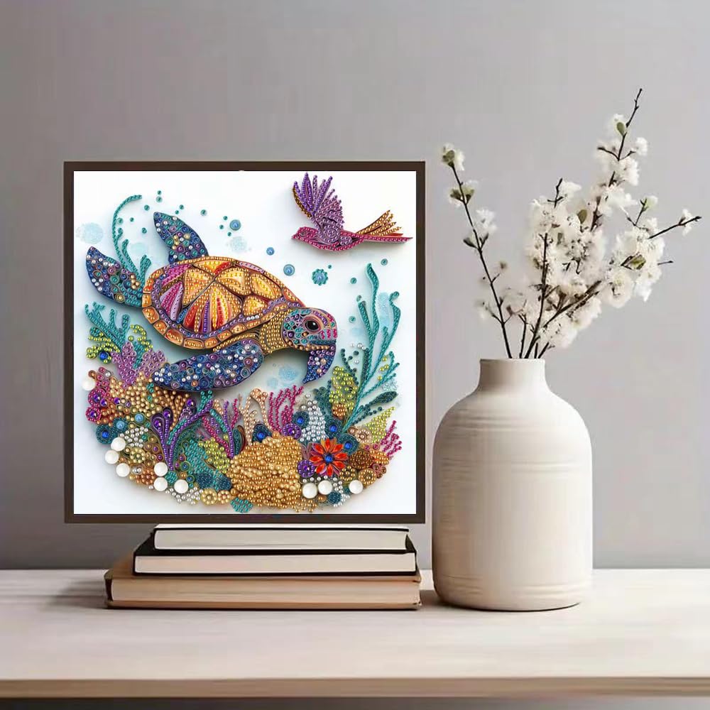 ZQEATRY Sea Turtle Animal Special Shape Diamond Art Kits for Adults,5D Diamond Painting Kits for Beginner,DIY Diamond Crystal Rhinestones Painting Kits for Home Wall Decor Gift 11.8 X 11.8inch