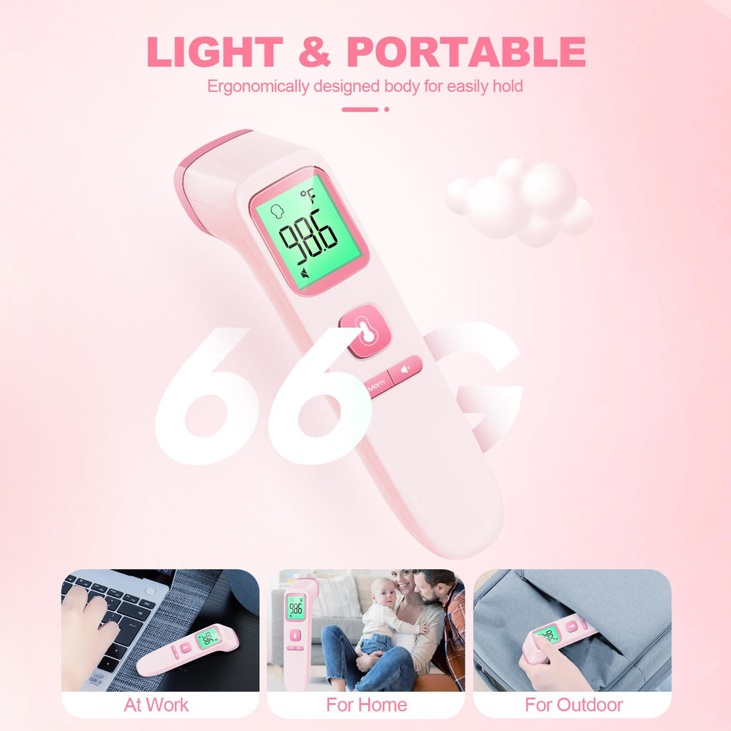 No-Touch Thermometer for Adults and Kids, Accurate Digital Baby Thermometer | 1s Fast Reading, Fever Alarm, Silent Mode, 35-Reading Memory, Forehead & Object Mode, AAA Battery Included, for Home & Clinic