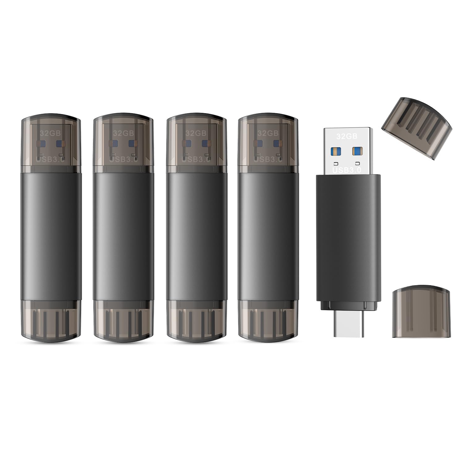JOIOT 256GB USB C Flash Drive Dual USB 3.0 Type C + USB A Portable 2-in-1 Thumb Drive for Smartphone Tablet Computer Mac iPhone 15 Black