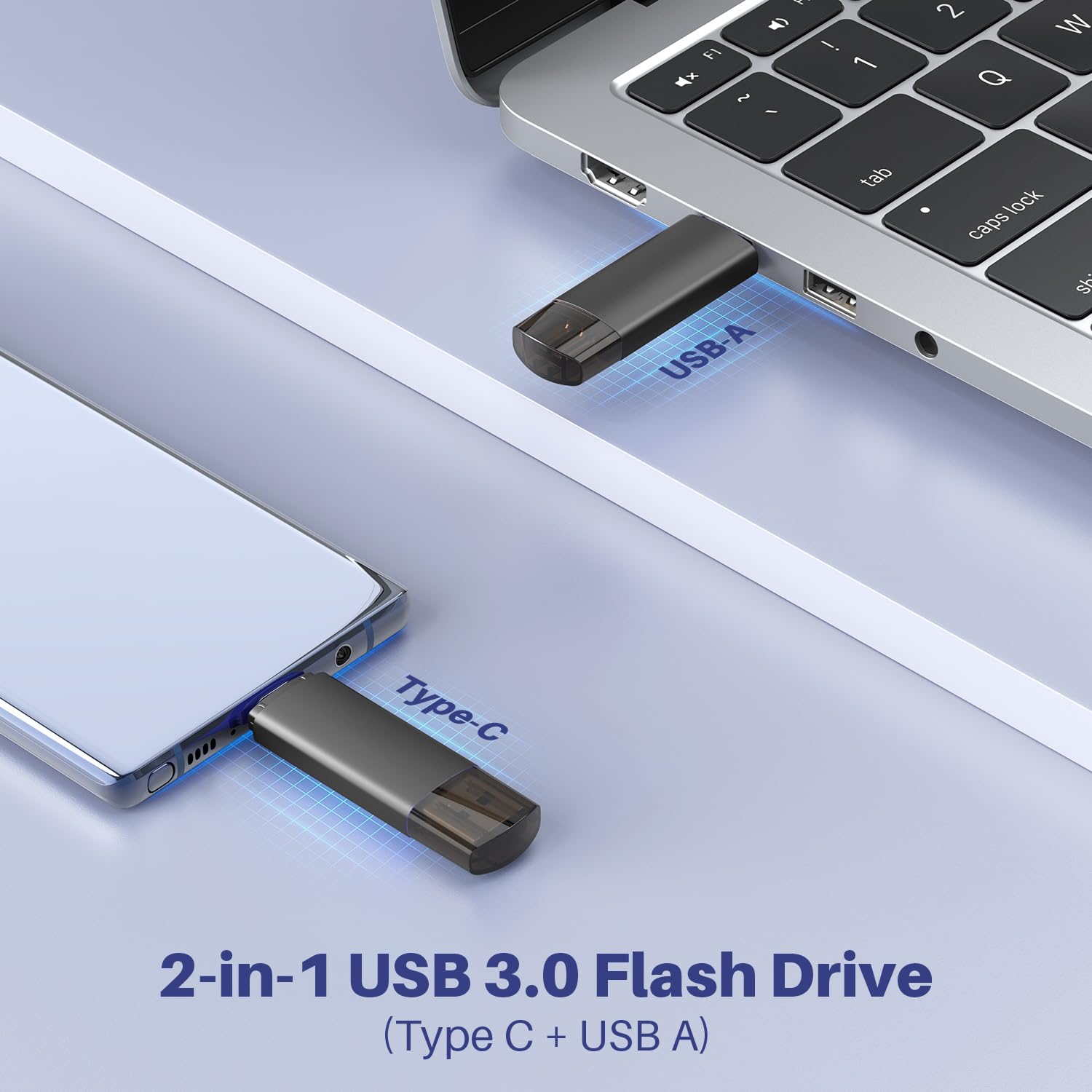 JOIOT 256GB USB C Flash Drive Dual USB 3.0 Type C + USB A Portable 2-in-1 Thumb Drive for Smartphone Tablet Computer Mac iPhone 15 Black