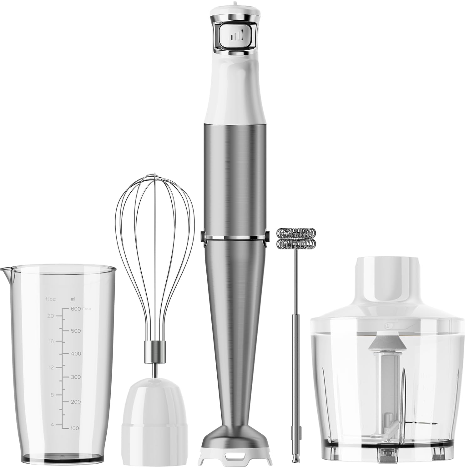 Turelar Immersion Blender Handheld Corded Hand Blenders Set 1100W, Trigger Variable Speed 5 in 1 Stick Emulsifier with Chopper, Whisk and Frother for Soup, Baby Food and Smoothies,Black