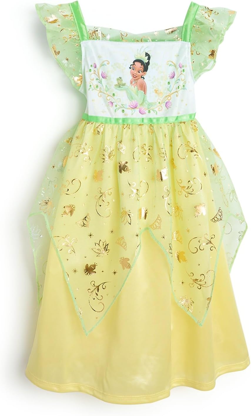 Disney Girls' Princess Dress Nightgown, Fantasy Gown, Soft & Cute Pajamas for Kids