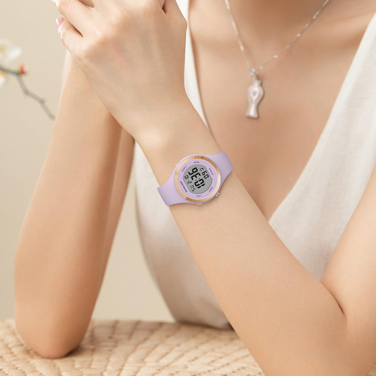 GOLDEN HOUR Waterproof Sport Women's Digital Chronograph Silicone Strap Watch