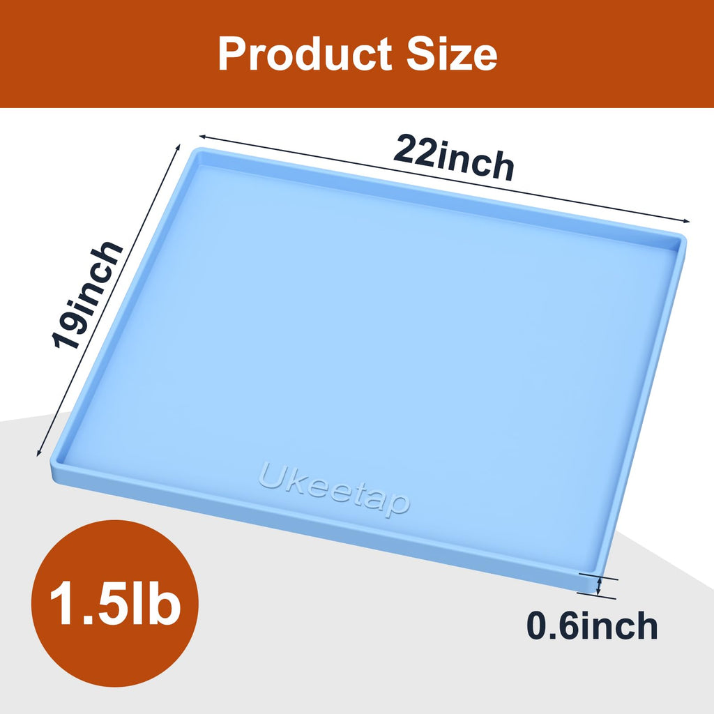ukeetap Extra Thick Silicone Mat Waterproof with Raised Edge 34" x 22", Under Sink Mat for Kitchen & Bathroom, Kitchen Cabinet Liner, Multi-Purpose for Storage & Protection, Gray