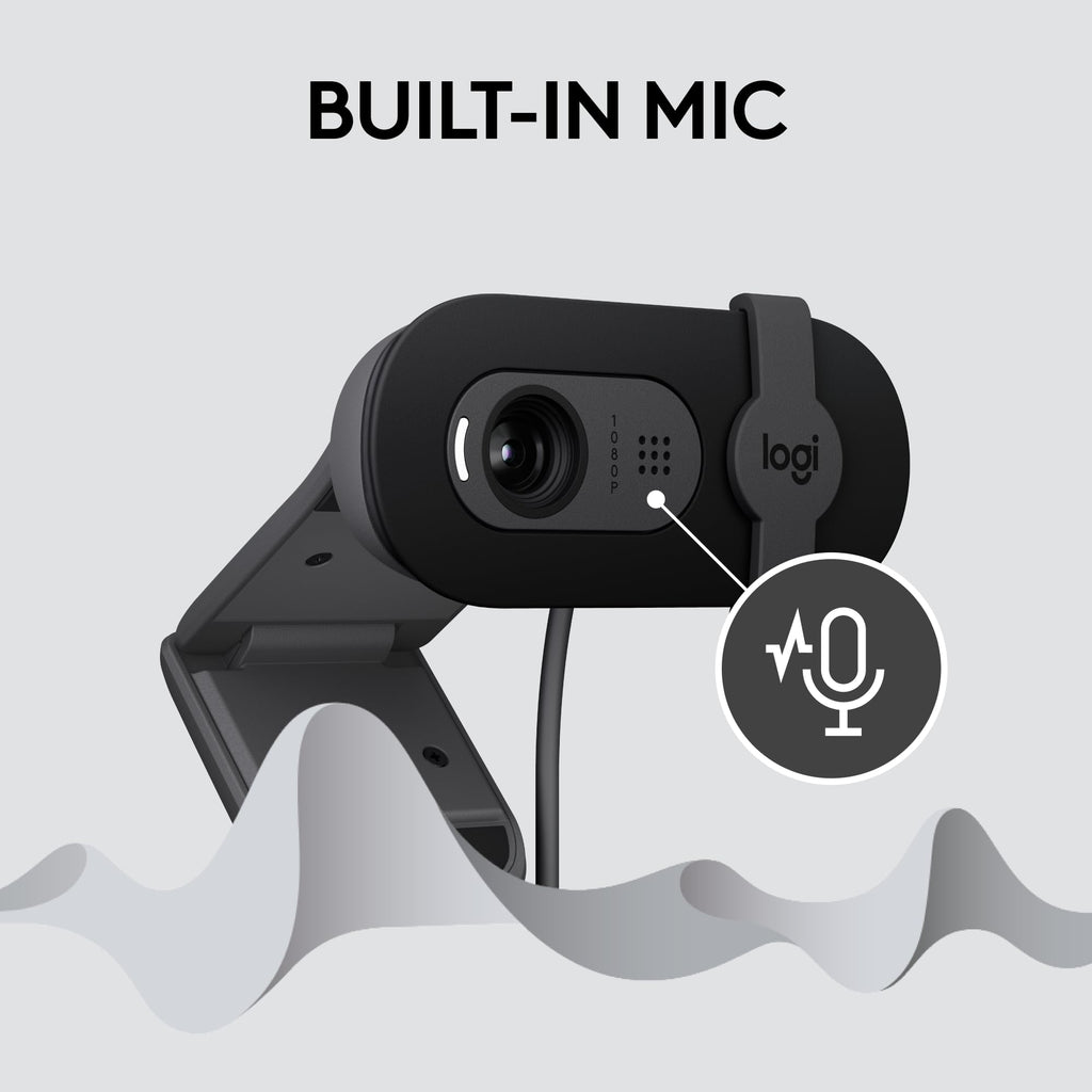 Logitech Brio 101 Full HD 1080p Webcam for Meetings, Streaming, Desktop, Laptop, PC - Built-in Mic, Shutter, Works with Zoom, Microsoft Teams, Nintendo Switch 2’s new GameChat Mode, USB-A,-Black