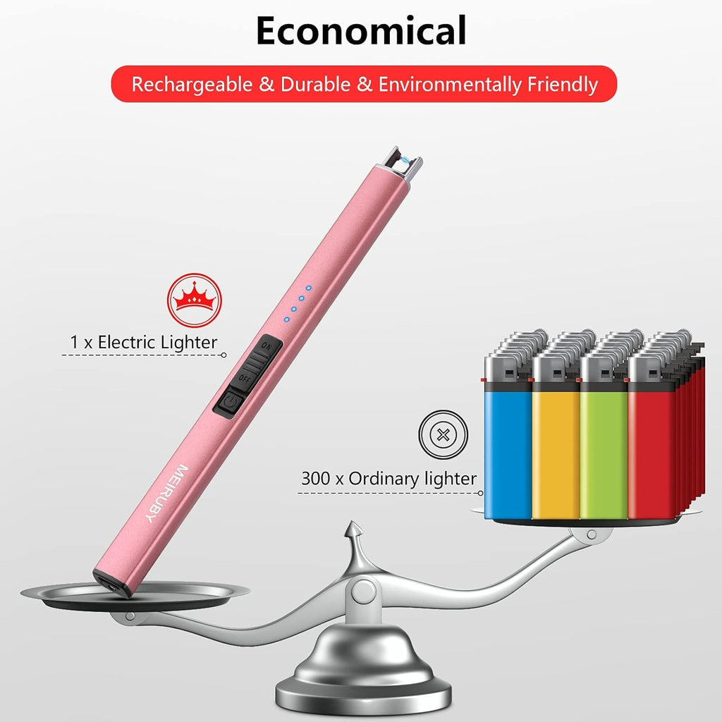 MEIRUBY Lighter Electric Candle Lighter, Birthday for Women Men Mom Wife Sister, Rechargeable USB Arc Lighters for Candle Camping BBQ