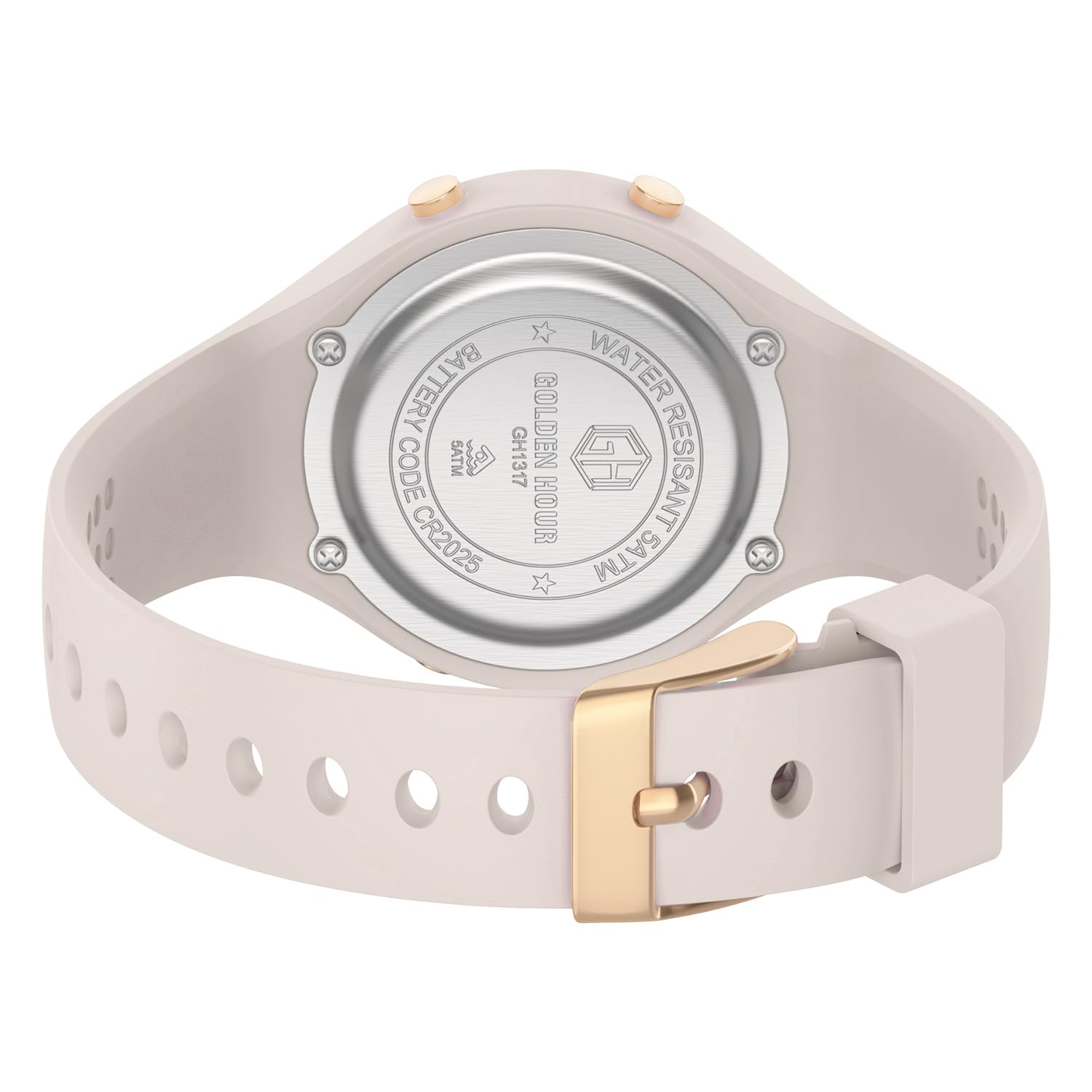 GOLDEN HOUR Waterproof Sport Women's Digital Chronograph Silicone Strap Watch