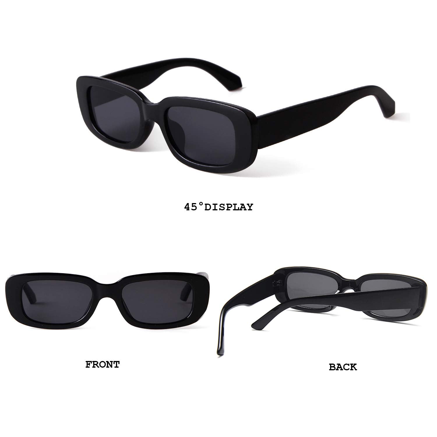 BUTABY Rectangle Sunglasses for Women Retro Driving Glasses 90’s Vintage Fashion Narrow Square Frame UV400 Protection