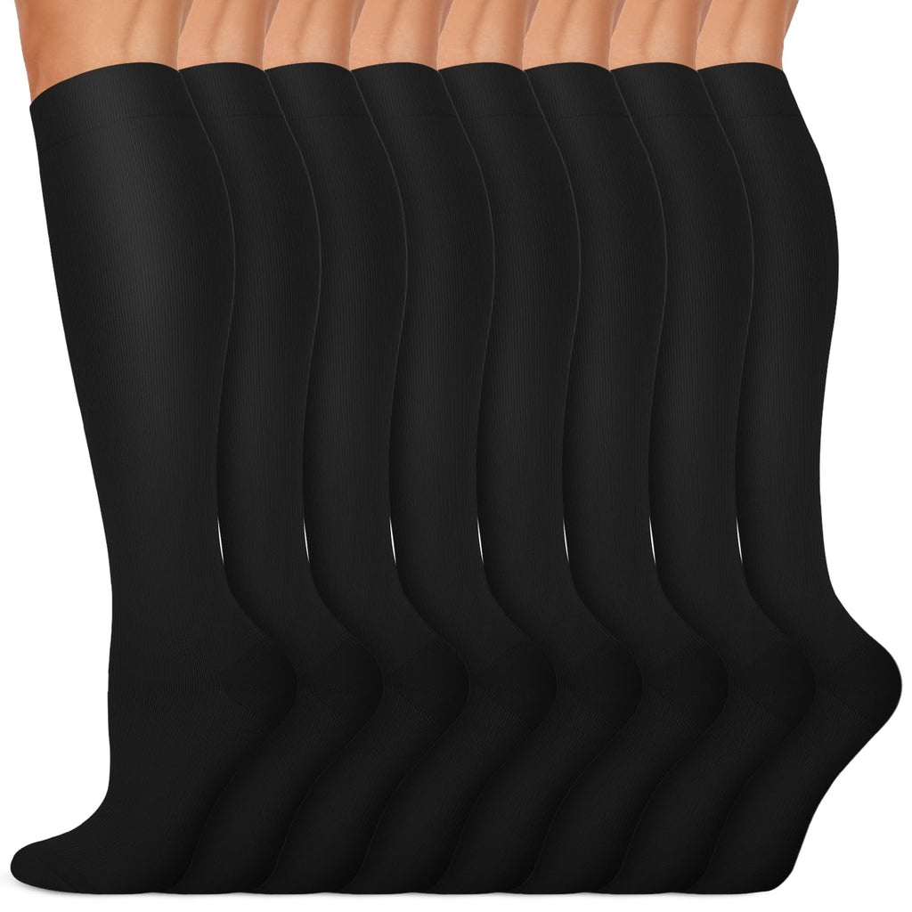 Copper Compression Socks 15-20 mmHg for Men & Women 8 Pairs – Circulation Support for Nurses, Travel, Running, Hiking, Soccer