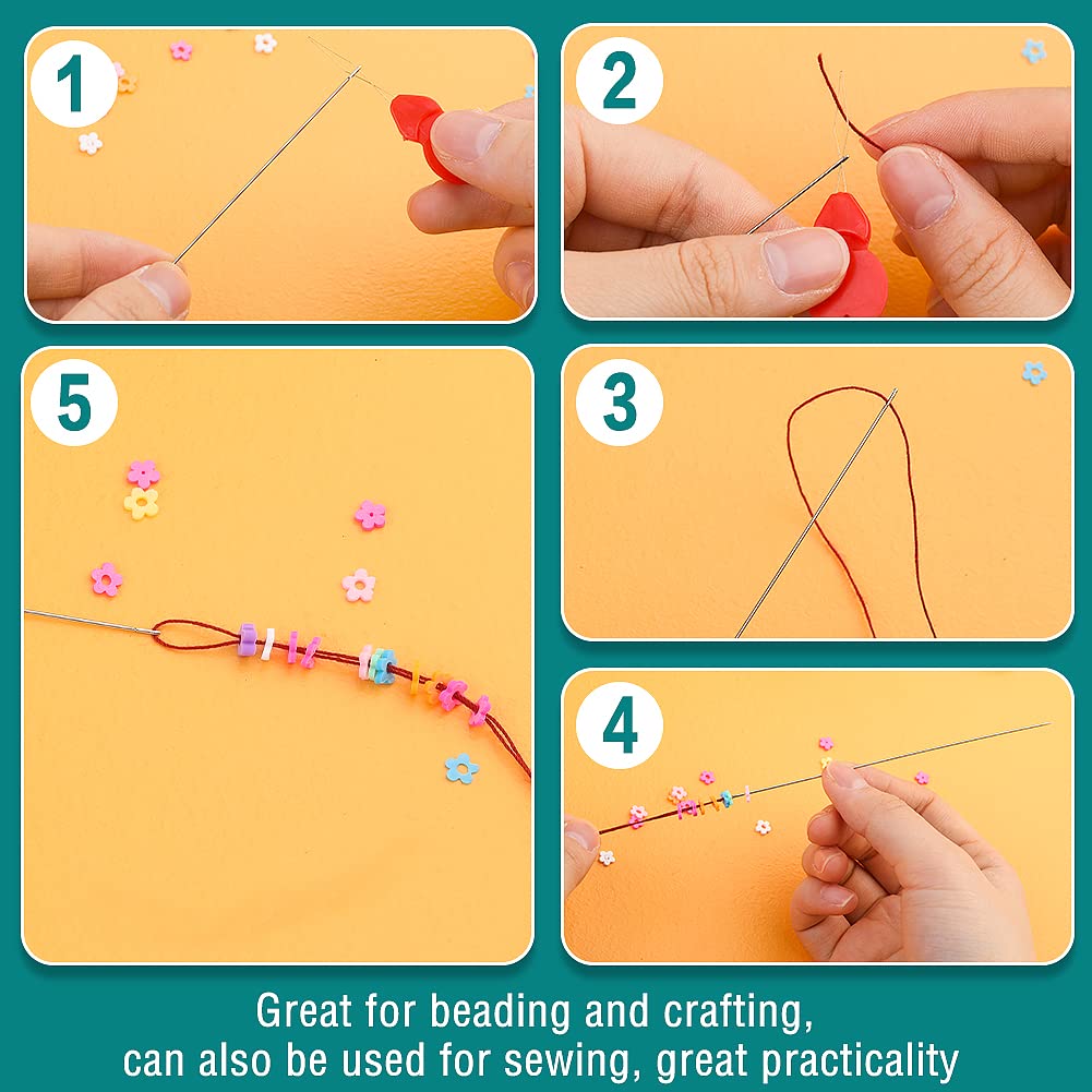 86 Pcs Beading Needle Set, 6 Sizes Big Eye Beading Needles for Seed Beads, Long Straight Bead Needles, Twist Beading Needles, Flexible Needle for Jewelry Making