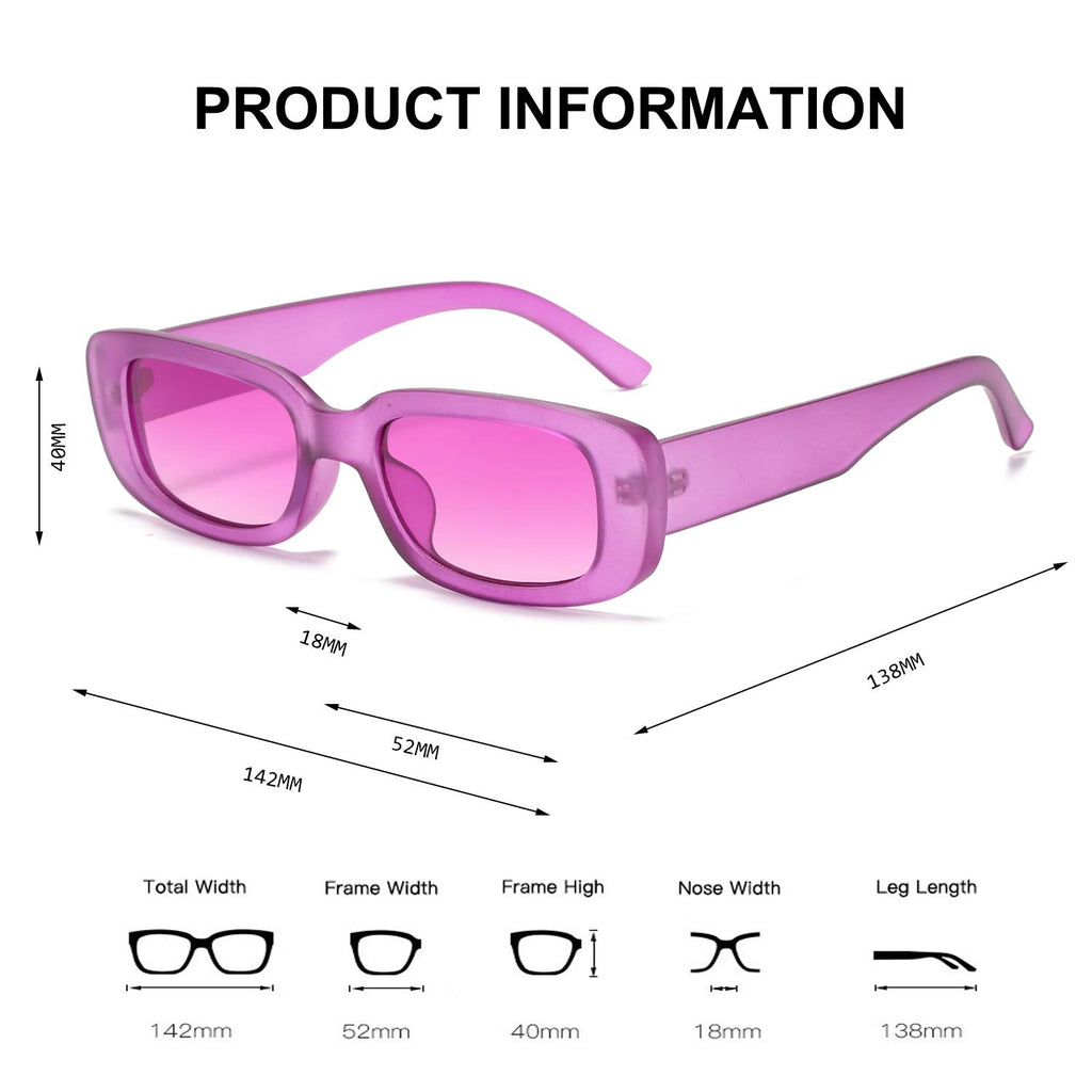 BUTABY Rectangle Sunglasses for Women Retro Driving Glasses 90’s Vintage Fashion Narrow Square Frame UV400 Protection