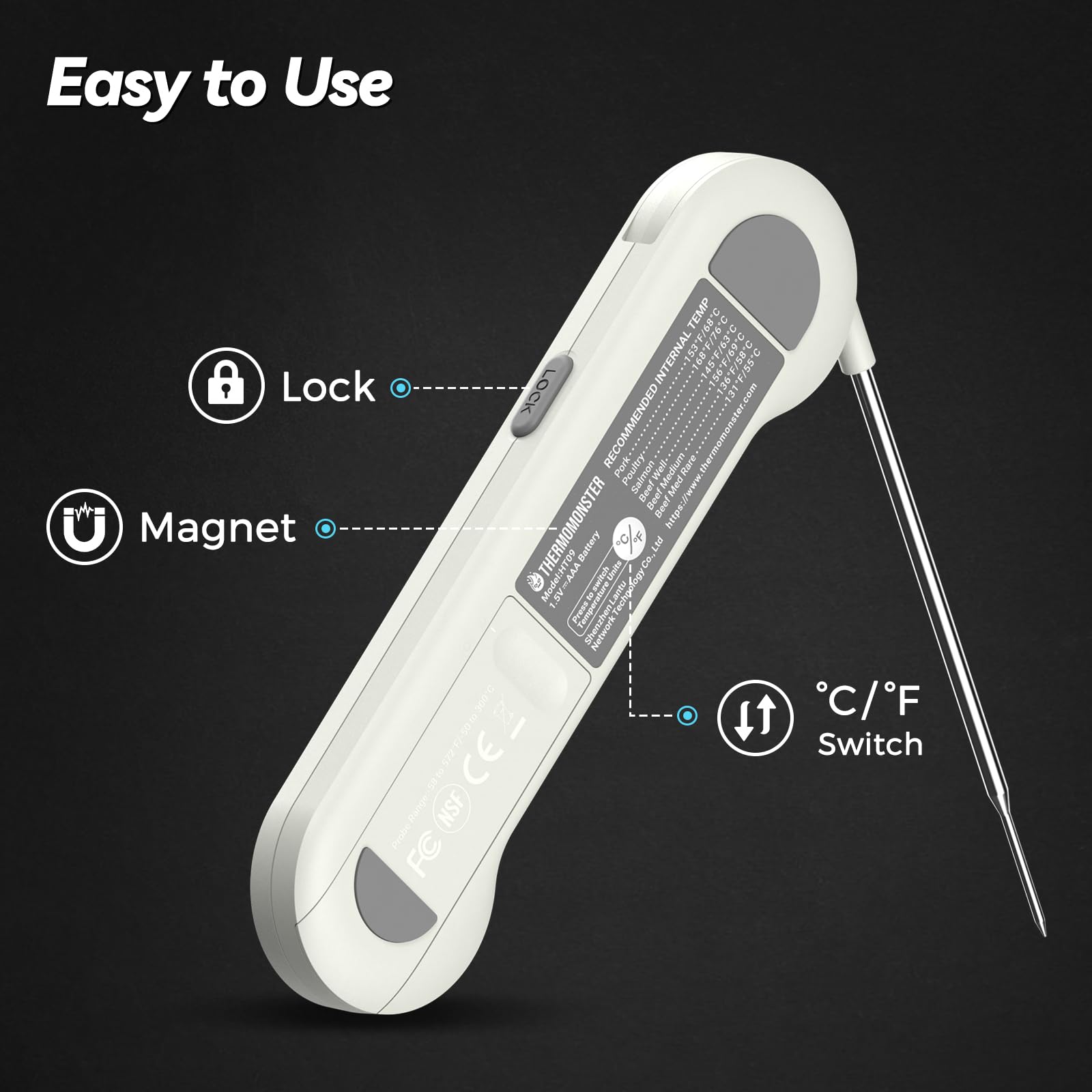 0.5 Sec Instant Read Meat Thermometer Digital with ±0.5℉ Precision, Food Thermometer for Cooking Kitchen Gadgets, Oven Grill Candy BBQ Essentials Accessories, Gifts for Him Dad Men Birthday, Red