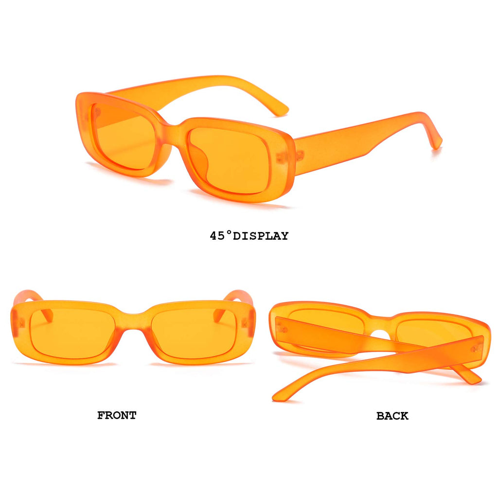 BUTABY Rectangle Sunglasses for Women Retro Driving Glasses 90’s Vintage Fashion Narrow Square Frame UV400 Protection
