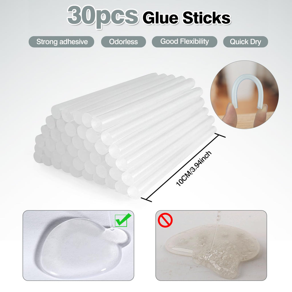 SHJADE Hot Glue Gun with 30 Glue Sticks, 20W Mini Hot Melt Gun Kit(White) | Fast Preheating, Ideal for School Crafts, DIY Arts, and Quick Home Repairs, Compact, Suitable for 0.27" Glue Sticks