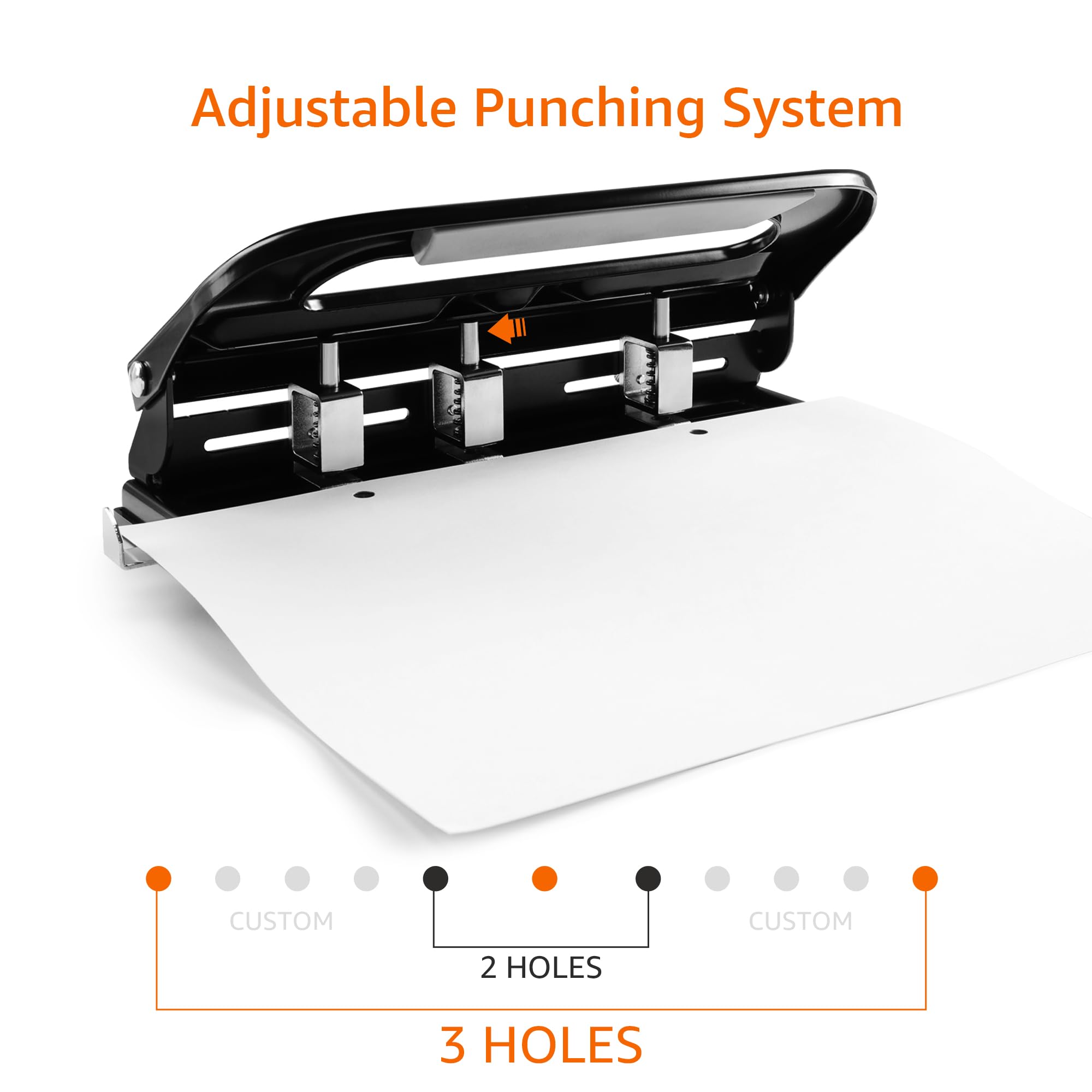 Amazon Basics 3 Hole Punch, 10 Sheet Capacity, Black, Easy-Clean Tray