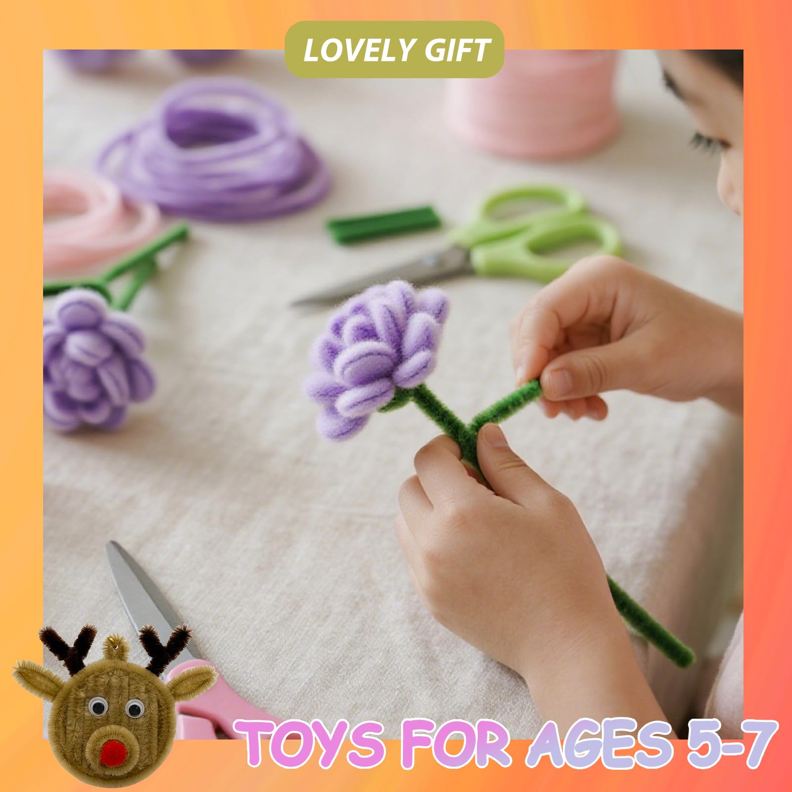 Pipe Cleaners Craft Bulk,Kids Toys & Games Gifts,200pcs Arts Crafts,Chenille Stems Art Supplies for Projects Creative DIY Room Decor,Christmas Decorations,Juegos para Niños Fidget Toys for Ages 5-7