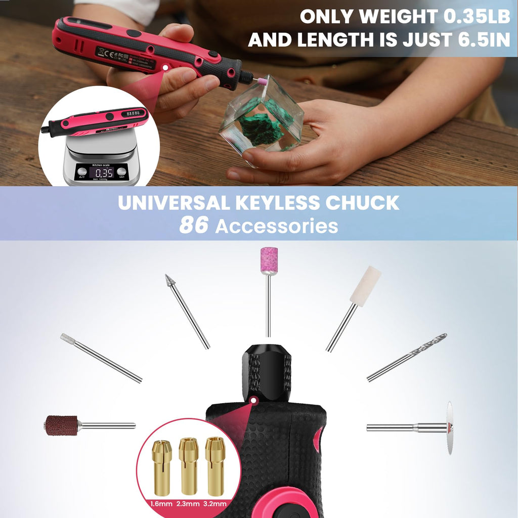 HARDELL Mini Cordless Rotary Tool, 5-Speed and USB Charging Rotary Tool Kit with 69 Accessories, Multi-Purpose 3.7V Power Rotary Tool for Sanding, Polishing, Drilling, Etching, Engraving, DIY Crafts