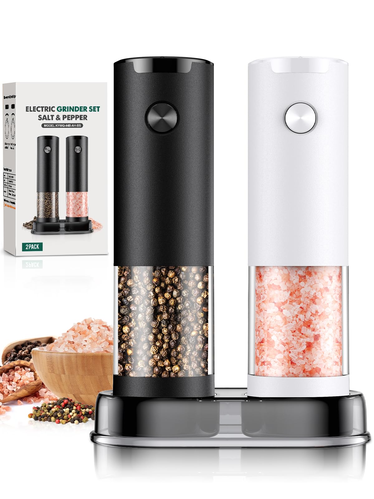 Electric Salt and Pepper Grinder Set Automatic Battery Pepper Mill Shakers Adjustable Coarseness Upgraded Larger Capacity with Led Home and Kitchen Appliances Birthday Gifts for Women Men