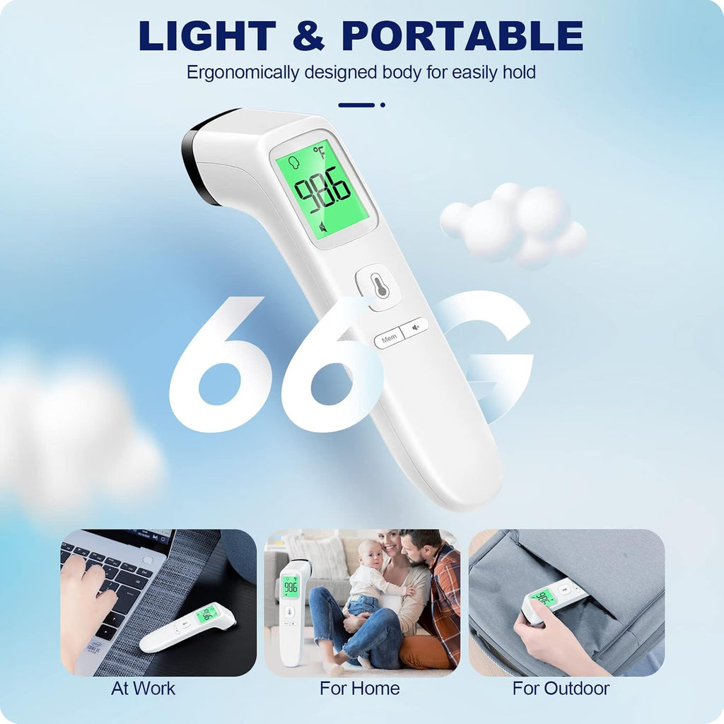 No-Touch Thermometer for Adults and Kids, Accurate Digital Baby Thermometer | 1s Fast Reading, Fever Alarm, Silent Mode, 35-Reading Memory, Forehead & Object Mode, AAA Battery Included, for Home & Clinic