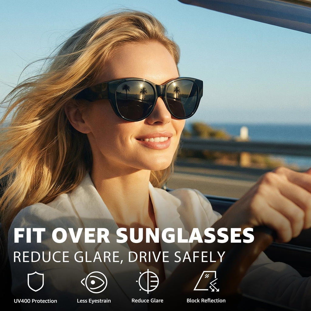 Myiaur Polarized Fit Over Glasses Sunglasses for Women, Trendy Wear Over Glasses UV400 Protection for Driving Outdoor
