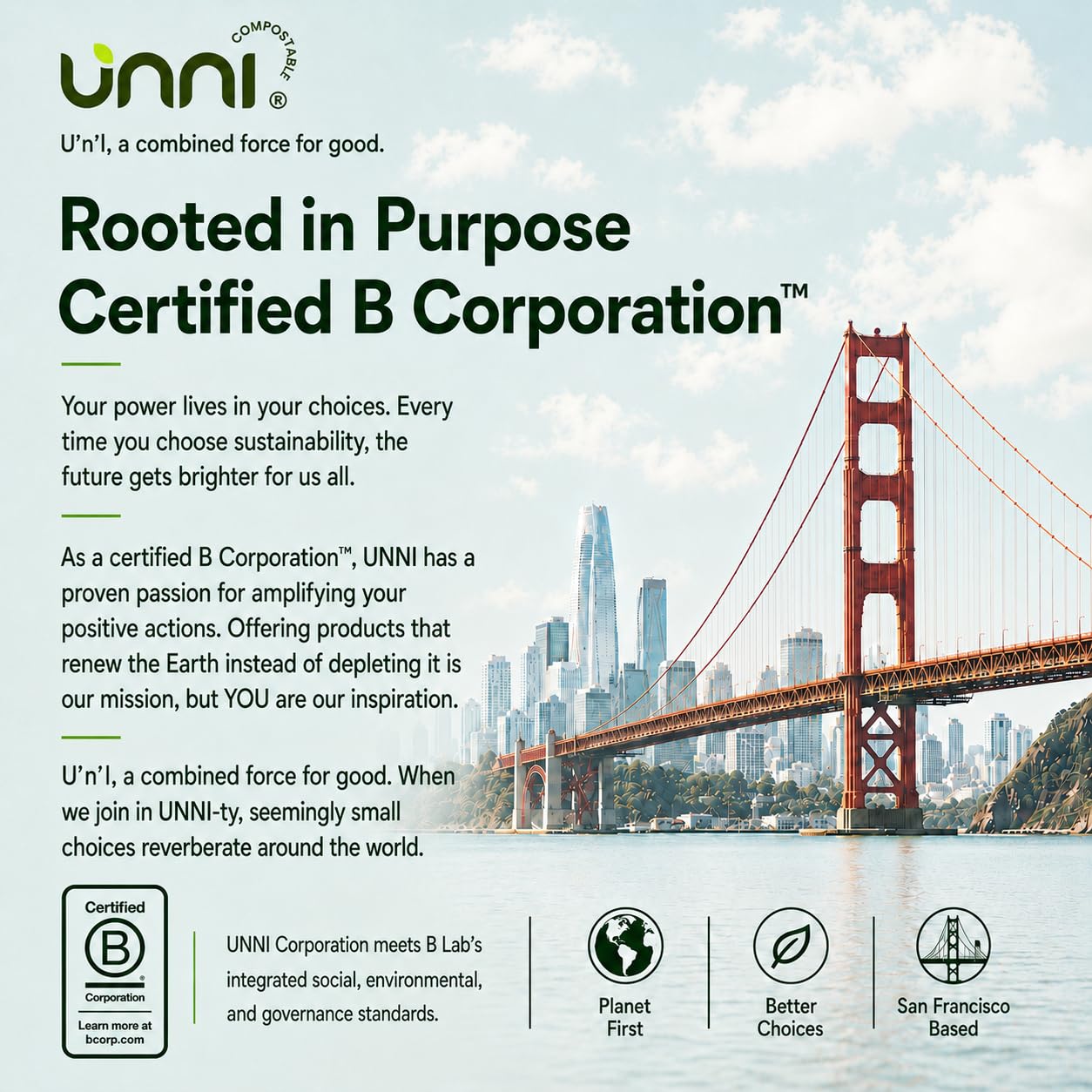 UNNI Compostable Trash Bags, 2.6 Gallon / 9.84 Liter, 100 Count, Extra Thick 0.71 Mil Small Kitchen Food Scrap Bin Liners, Certified by BPI, CMA & OK compost HOME, Meets the ASTM D6400 Standard