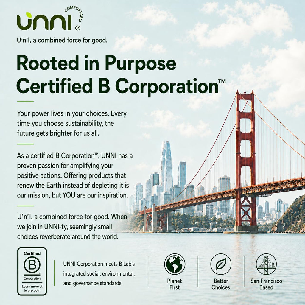 UNNI Compostable Trash Bags, 2.6 Gallon / 9.84 Liter, 100 Count, Extra Thick 0.71 Mil Small Kitchen Food Scrap Bin Liners, Certified by BPI, CMA & OK compost HOME, Meets the ASTM D6400 Standard