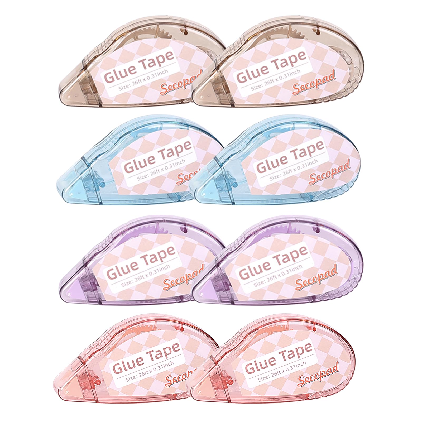 Secopad Scrapbook Tape, 4 Pack Double Sided Tape Roller for Crafts, Adhesive Glue Runner Scrapbooking Supplies Journaling School Office Teacher Supplies, 0.3IN x 26FT, Clear Light-Colored Shell