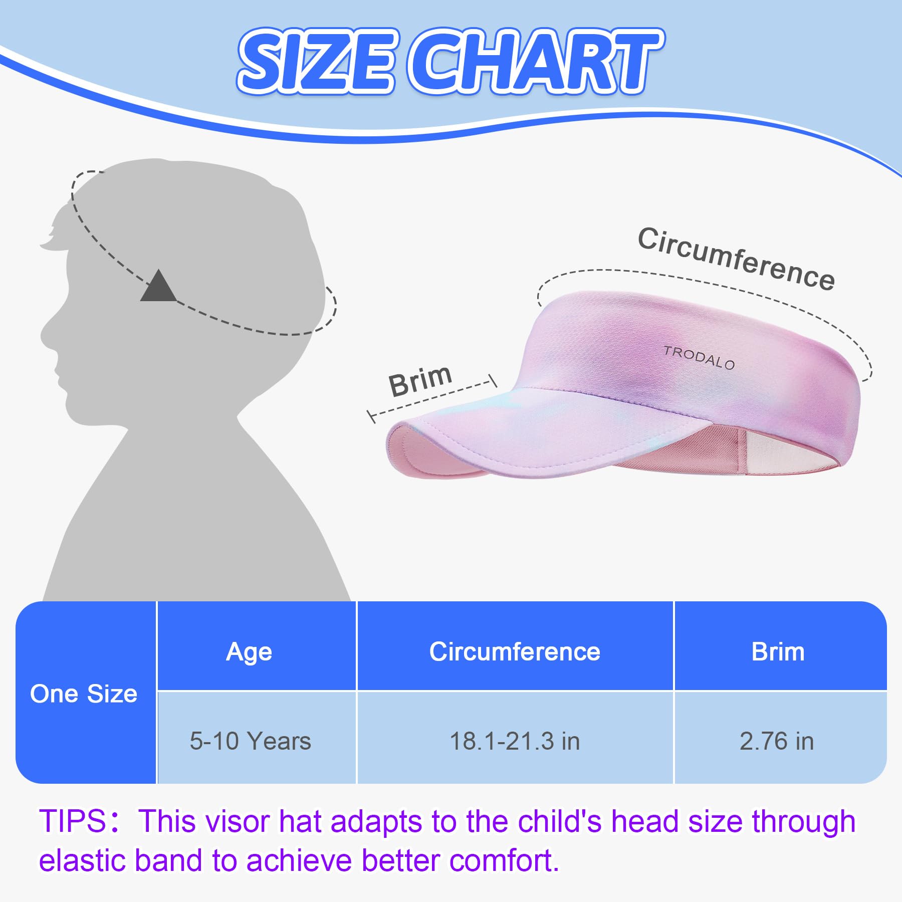 Kids Sun Visor Hats for Girls Boys, Lightweight Cooling Stretchy Visor, Packable Sports Hat for Running, Tennis, Golf
